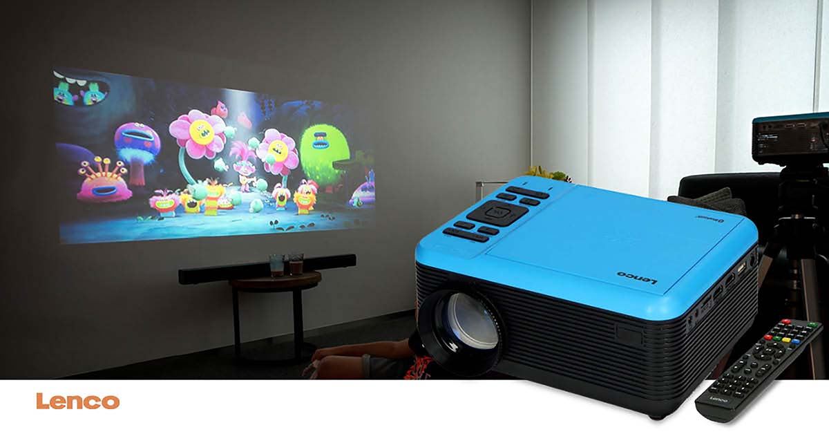 Lenco LCD Projector, DVD Player & Bluetooth® with high resolution, supports Full HD 1080P content Blue