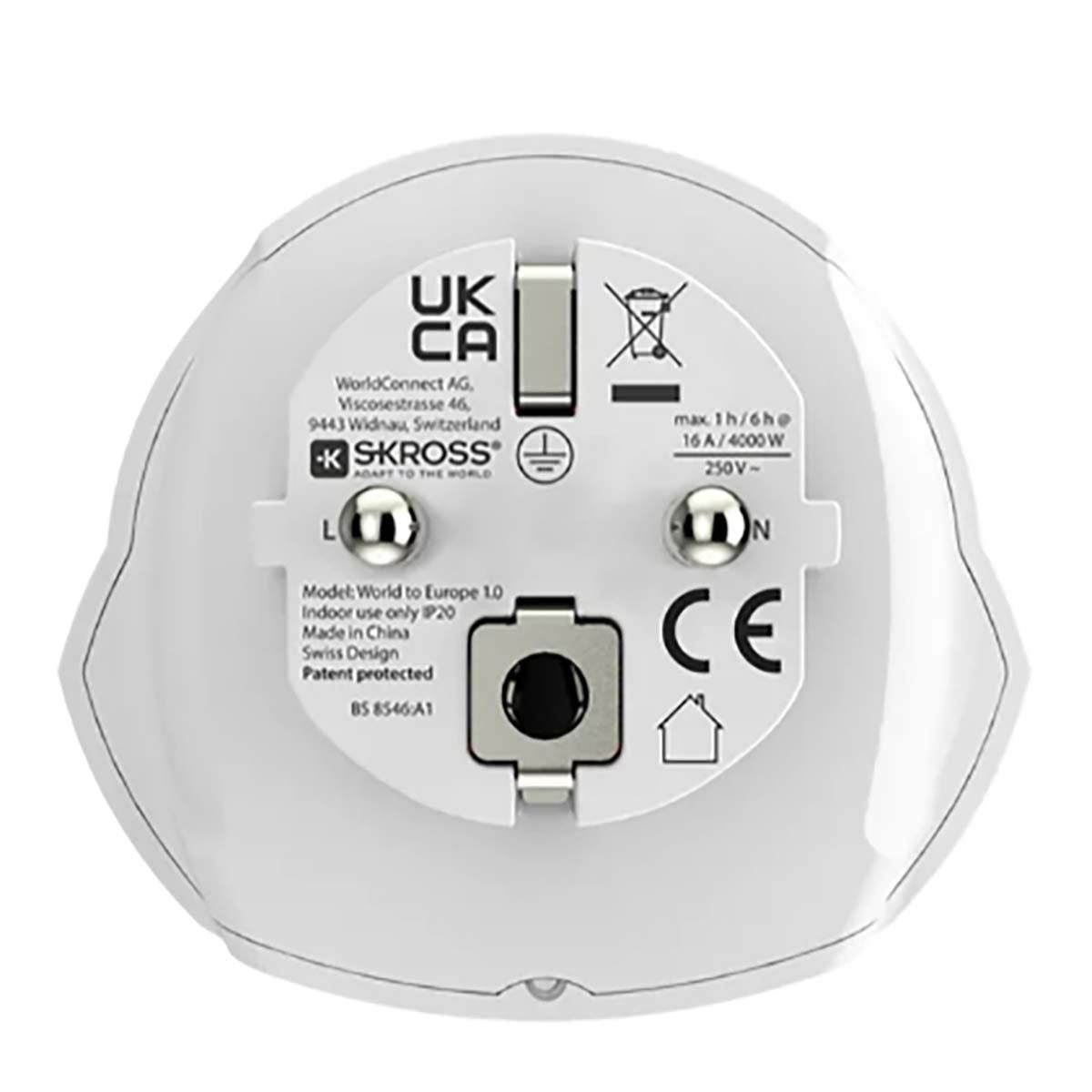 Skross Travel adapter World to Europe for 2- and 3-pole devices from more than 220 destinations