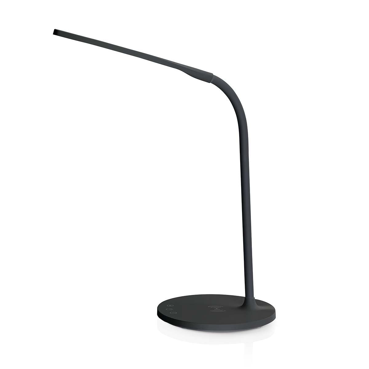 LED Desk Lamp with Fast Wireless Charger for Qi-Enabled Device, Table Lamp with 3 Colour Temperatures, Brightness Levels, Adjustable Gooseneck, 40 Minute Timer - Black