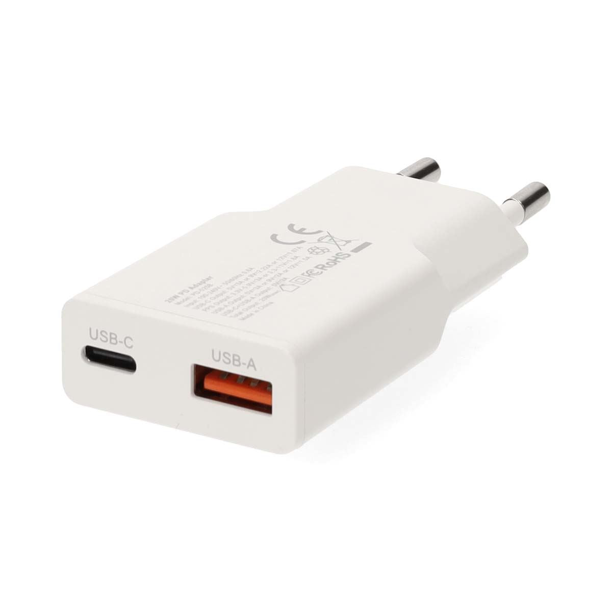 Nedis EU Euro Travel Wall Charger | 30 W | GaN | PD3.0 30W | Quick charge feature | 1.5 / 2.0 / 2.5 / 3.0 A | Number of outputs: 2 | USB-A / USB-C™ | Automatic Voltage Selection | White