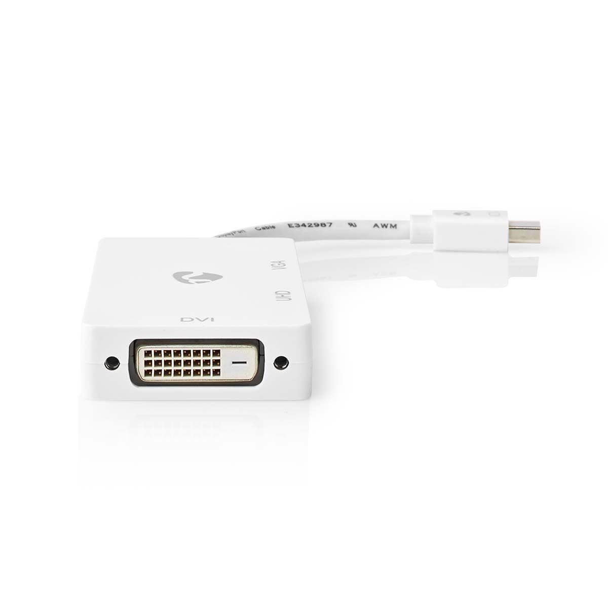 Nedis DisplayPort Adapter | Mini DisplayPort Male | DVI-D 24+1-Pin Female / HDMI™ Output / VGA Female | 4K@60Hz | Nickel Plated | Switchable | 0.20 m | Round | ABS | ABS | White | Box