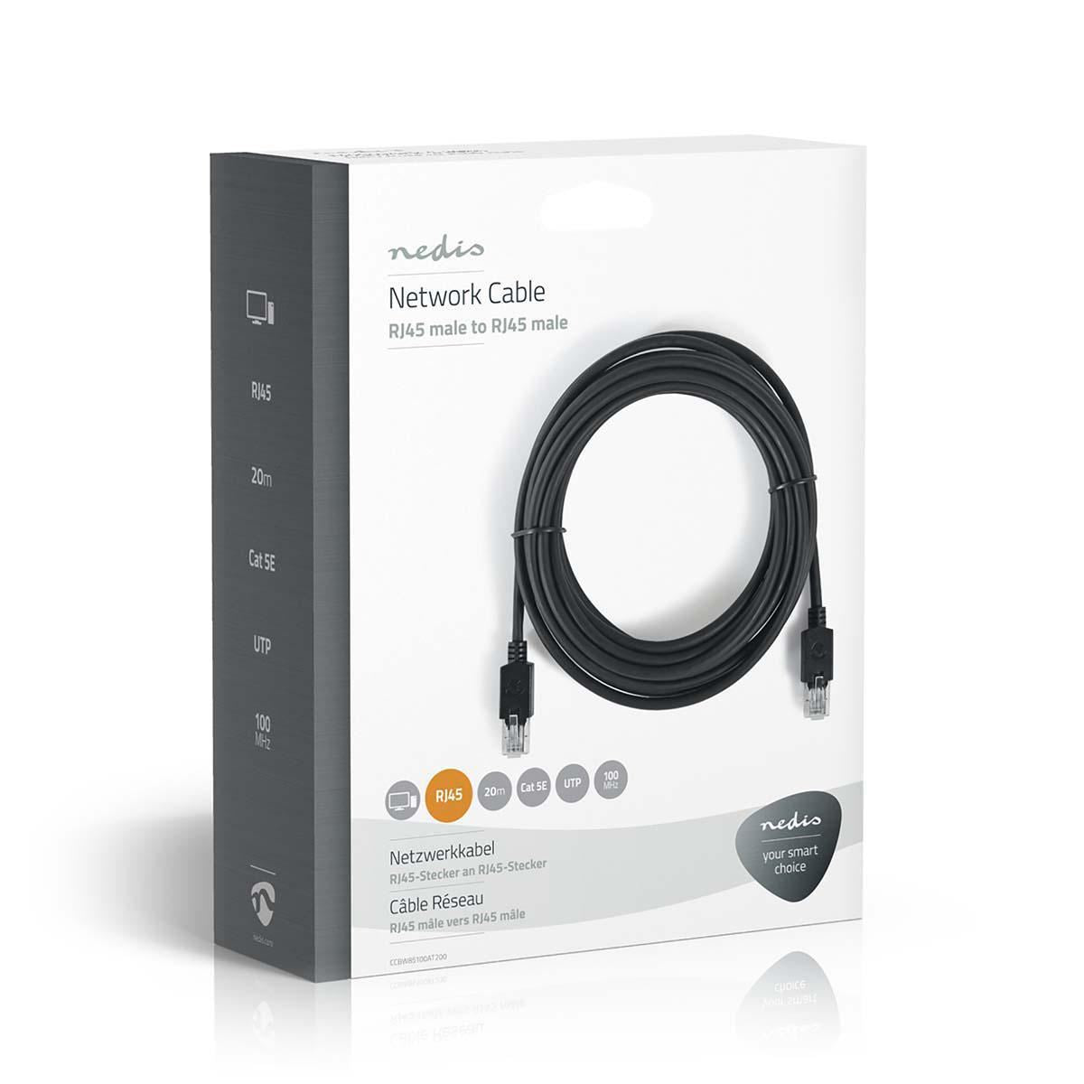 Nedis CAT5e Network Cable | U/UTP | RJ45 Male | RJ45 Male | 20.0 m | Round | LSZH | Anthracite | Window Box