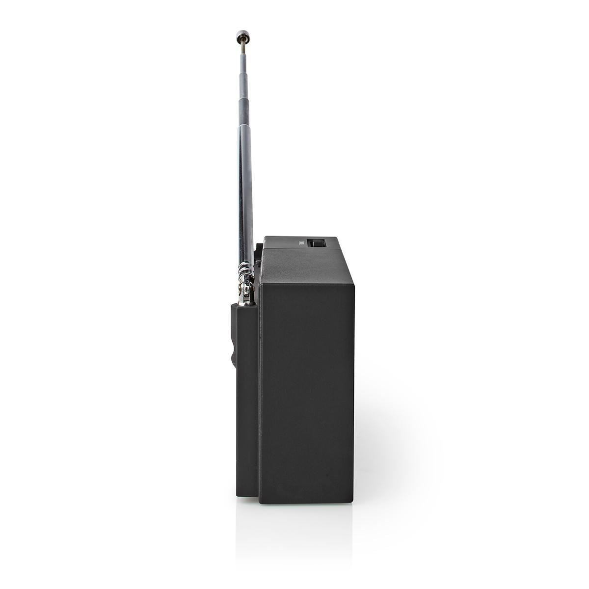 Nedis FM Radio | Portable Design | AM / FM | Battery Powered | Analogue | 1.5 W | Black White Screen | Headphone output | IP20 | Black