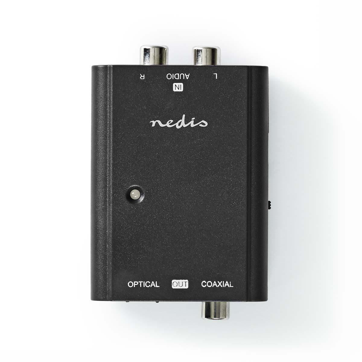 Nedis Digital Audio Converter | 1-way | Connection input: 2x RCA Male to Connection output: 1x S/PDIF (RCA) Female / 1x TosLink Female | Manual | Black