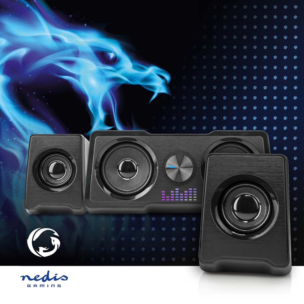 Nedis Gaming Speaker | Speaker channels: 2.2 | USB Powered | 3.5 mm Male | 48 W | LED | Volume control