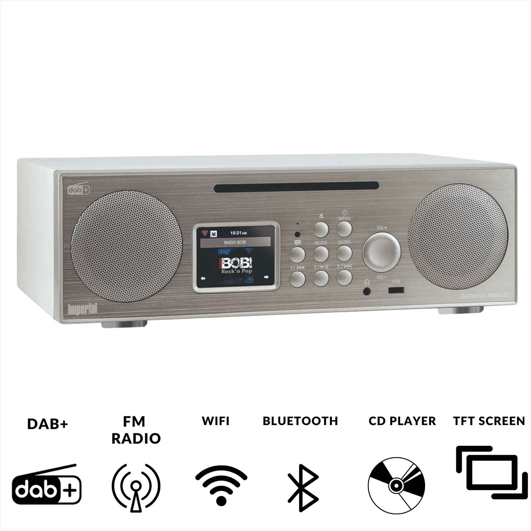 Imperial DABMAN i450 CD Multifunctional Stereo Radio DAB+ / FM / Internet / Bluetooth White-Silver
