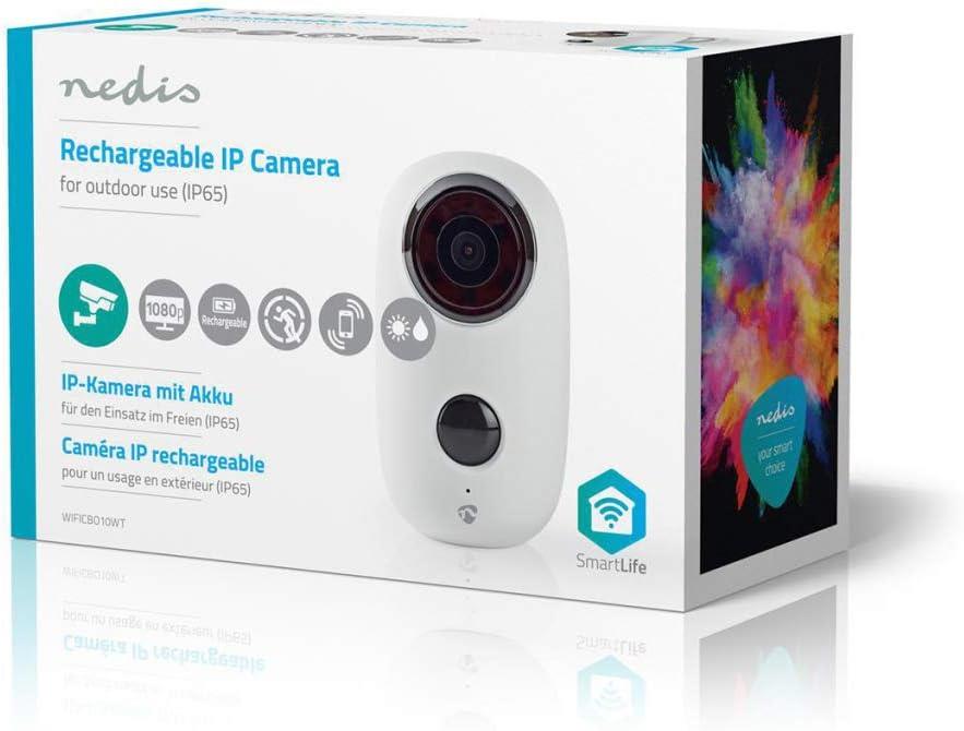 Nedis Smartlife Rechargeable IP Camera with mount | IP65 | Outdoor | PIR Motion Sensor | White