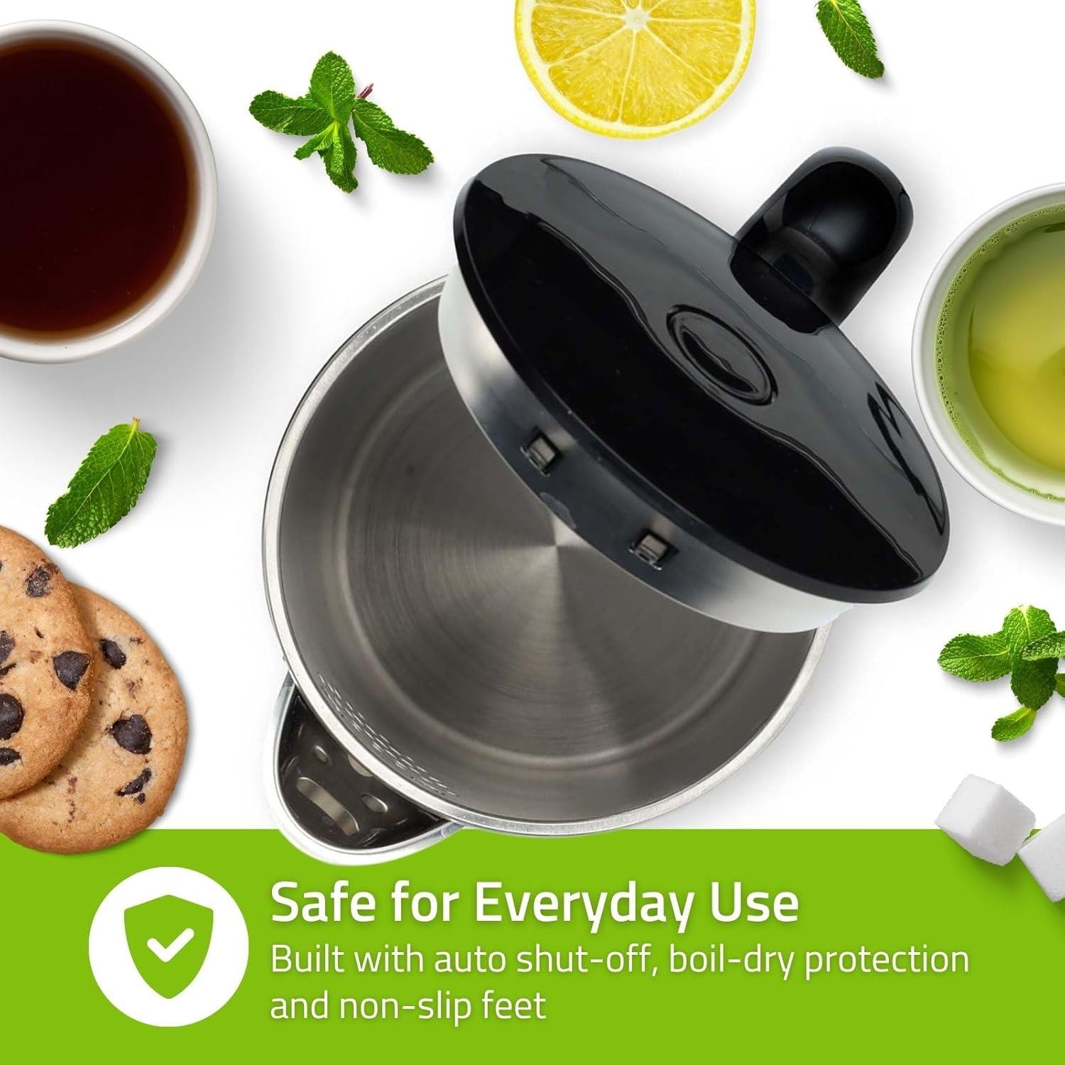 Nedis Electric Kettle 1.7L, Digital Temp Control 50-100oC, Keep Warm Function, 360 Degree Cordless Base, Black