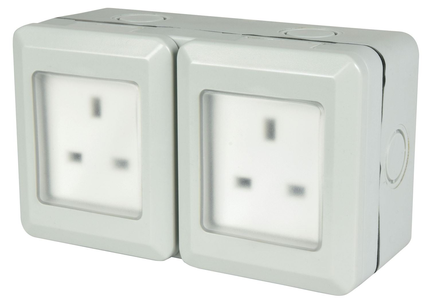 Mercury Weatherproof 2 Gang Outdoor IP55 Double Twin Socket Unswitched Garden Outside