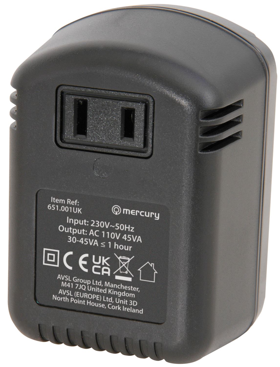 Mercury UK to USA Step-down Voltage Converter  230v - 110v (45W)
