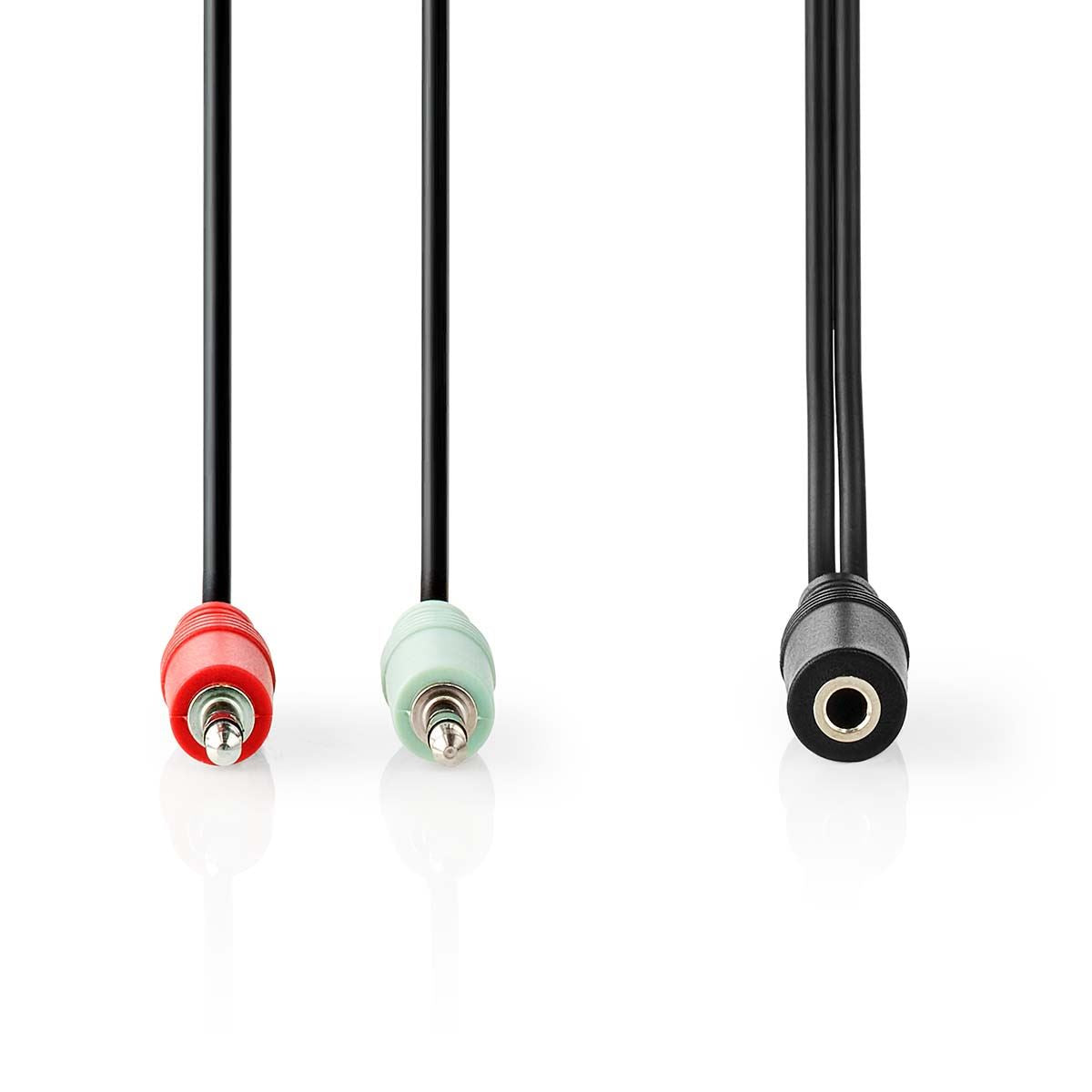 Nedis Stereo Audio Cable | 3.5 mm Female | 2x 3.5 mm Male | Nickel Plated | 0.20 m | Round | Black | Box