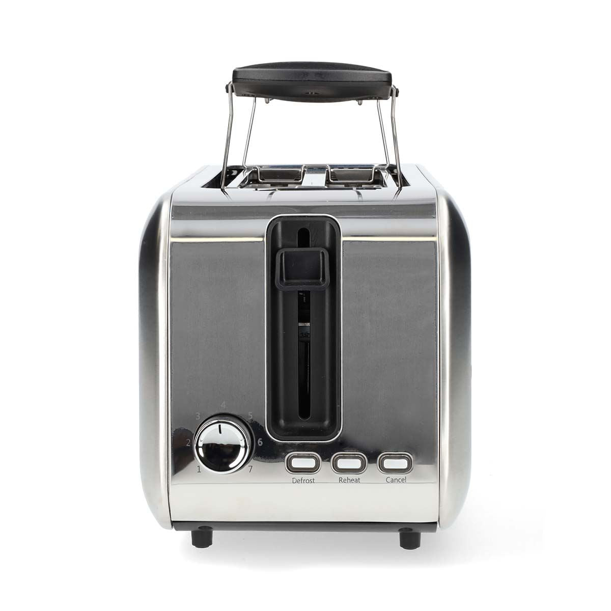 Nedis 2 Slice Toaster with Extra Long Slots, Bun Warming Rack, 7 Browning Settings, Defrost, Reheat and Cancel, 1450W