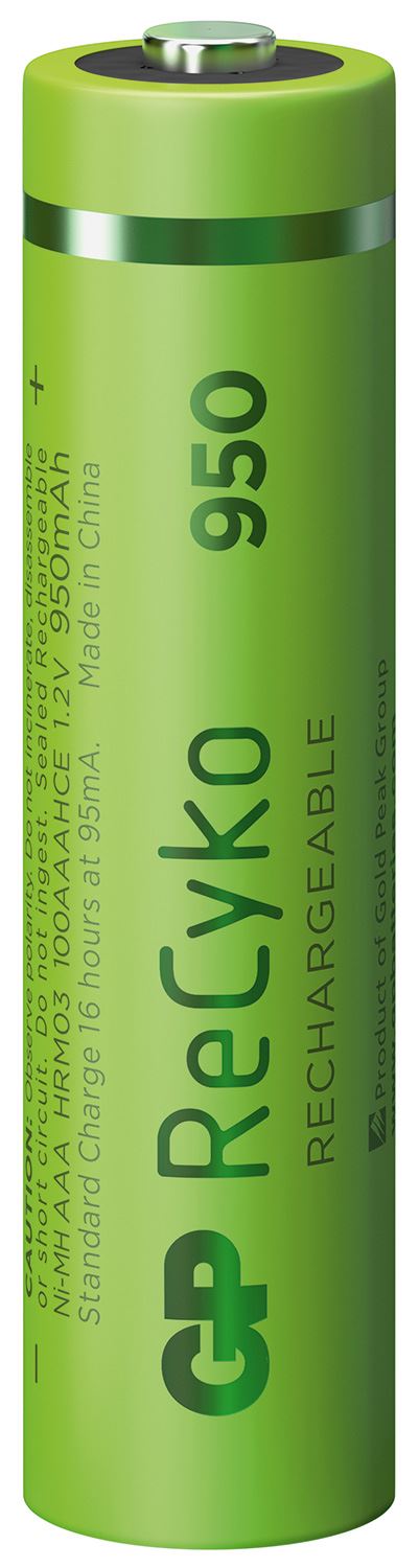 Gp AAA Rechargeable Battery ReCyko+ NiMH 1.2V 950mAh - 4 Pack