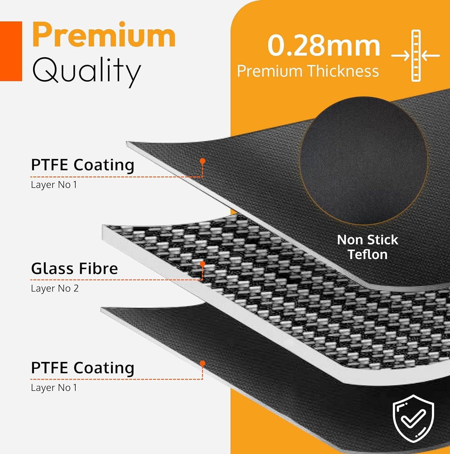 Heavy-Duty Non-Stick Oven / BBQ Teflon Liner 40 x 50 cm