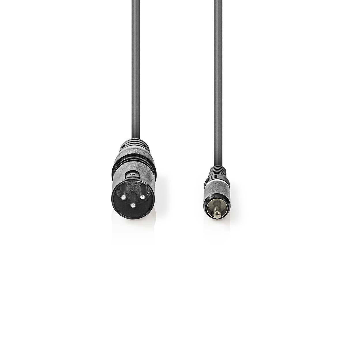 Nedis Unbalanced Audio Cable | XLR 3-Pin Male | RCA Male | Nickel Plated | 3.00 m | Round | PVC | Dark Grey | Carton Sleeve