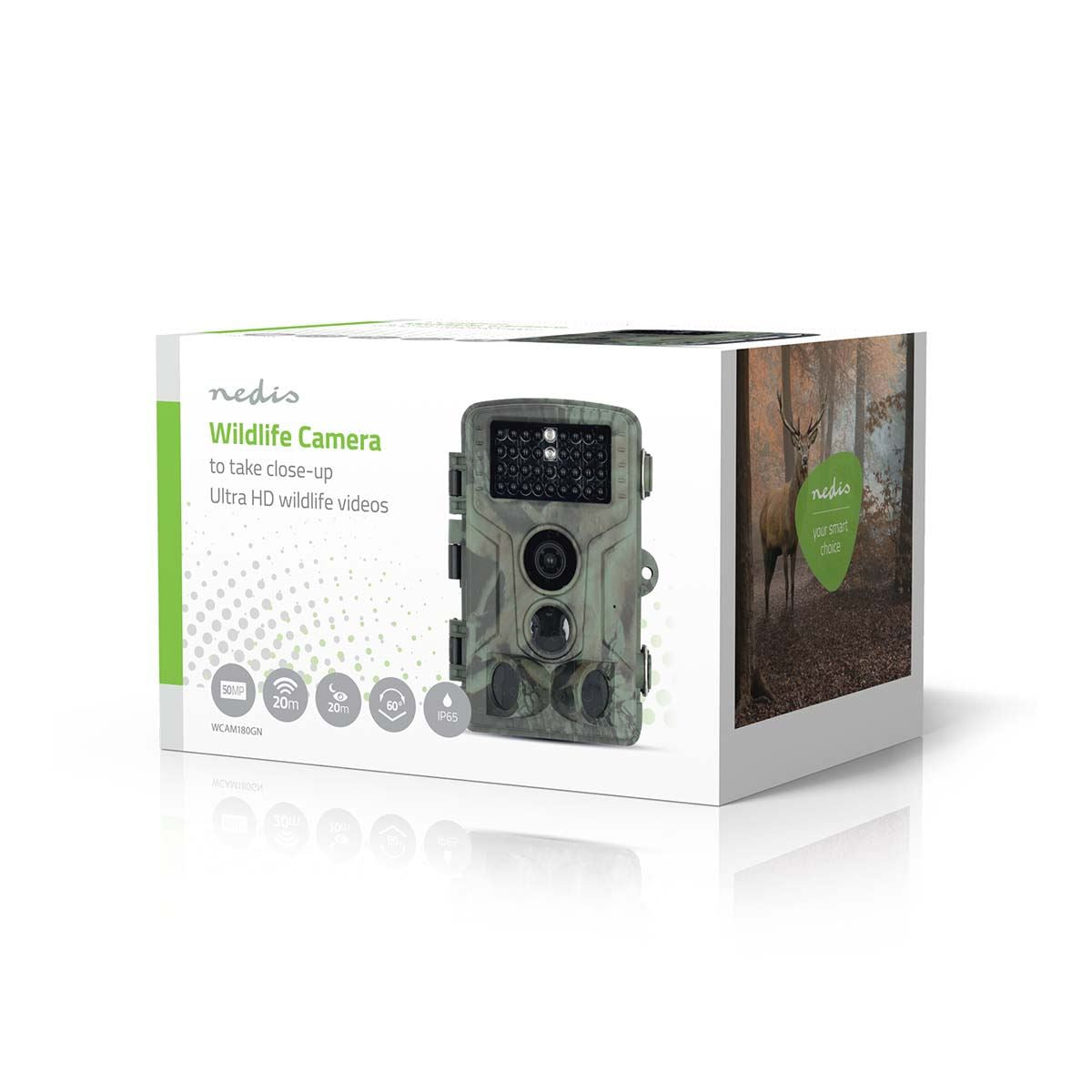 Nedis Ultra HD 4K Trail Camera, 50MP, 0.2s Trigger, Night Vision, Motion Detection, Time-Lapse, IP65, Battery Powered, Unleash the Power of Advanced Surveillance & Wildlife Photography