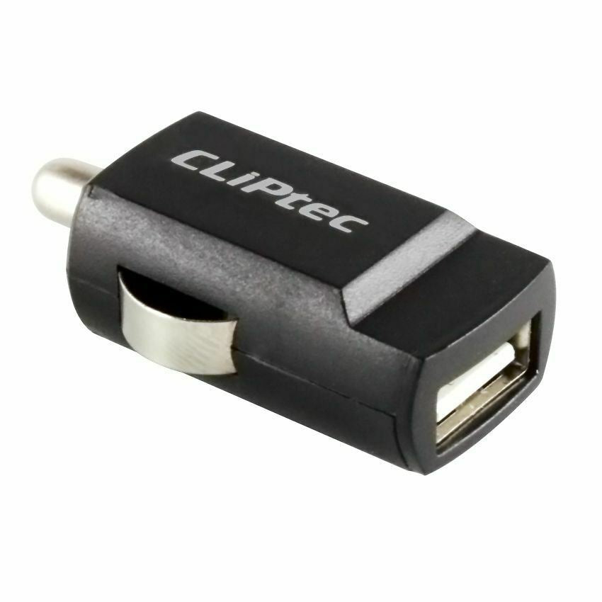 CLiPtec 1A USB Micro Car Charger Cigarette AUX - Black
