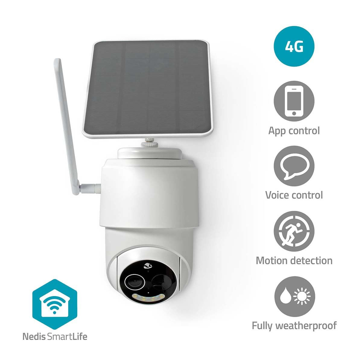 Nedis SmartLife Outdoor Camera Wi-Fi  4G HD 1080p Pan tilt P65 Solar Operation