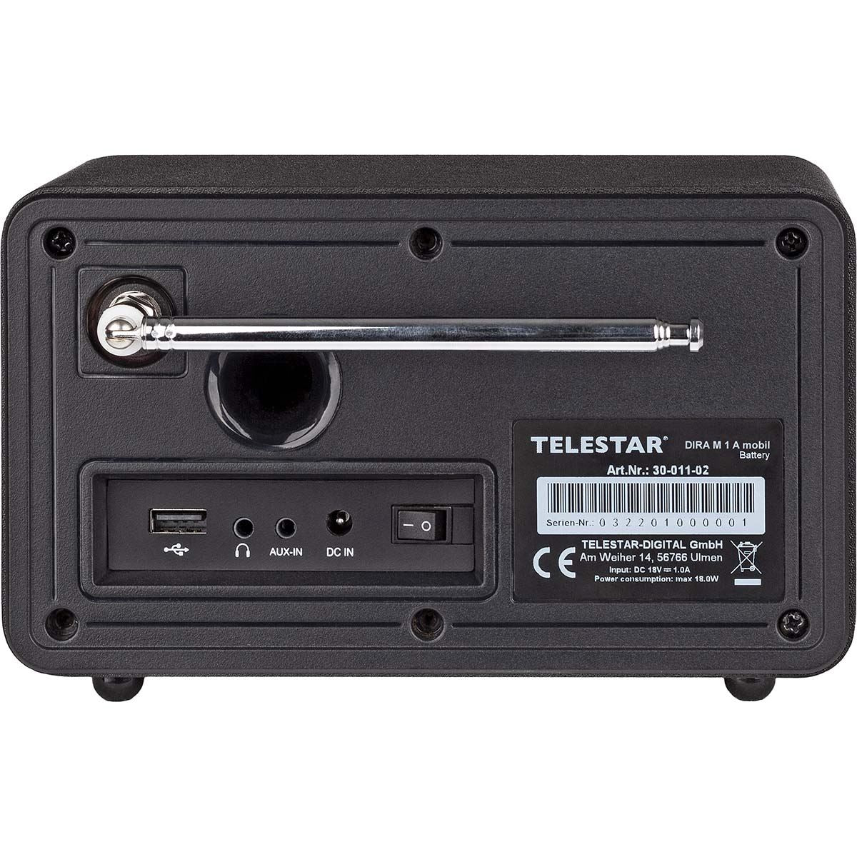 Telestar DIRA M 1 A Mobile EWF Battery-operated Mono Multifunction Radio DAB+ / FM / Internet / Bluetooth Black