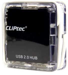 CLiPtec 4 Port USB 2.0 Hub - Black