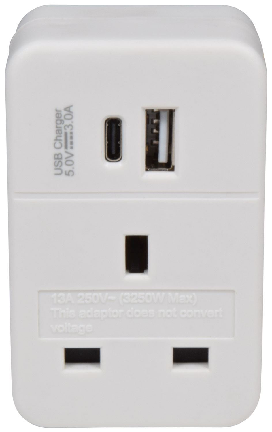 Mercury EU Universal Travel Adapter Converter With Dual USB (1 x Type C) Charger EU to UK Plug