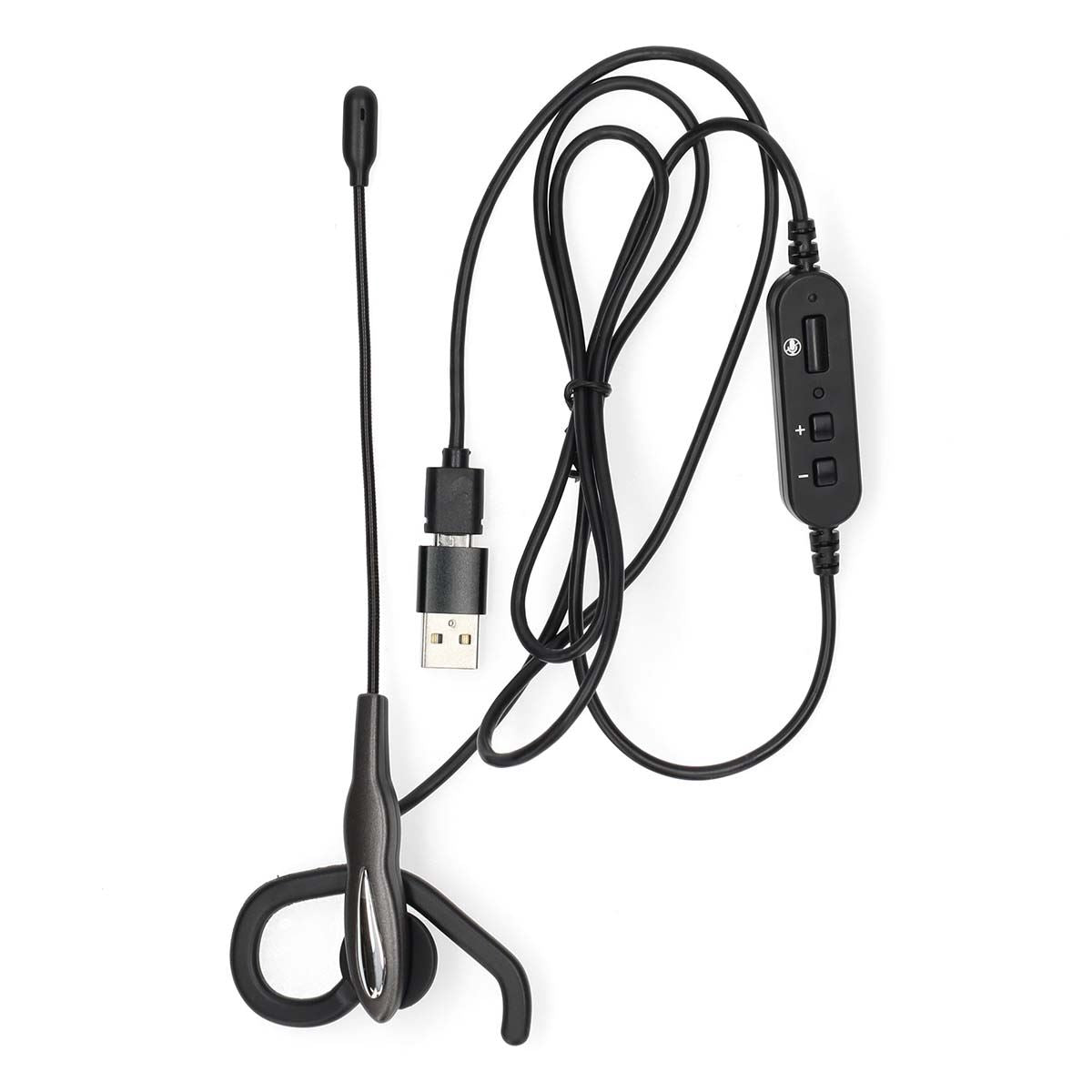 Nedis PC Headset | In-Ear | Mono | USB Type-A / USB Type-C™ | Fold-Away Microphone | Black / Grey