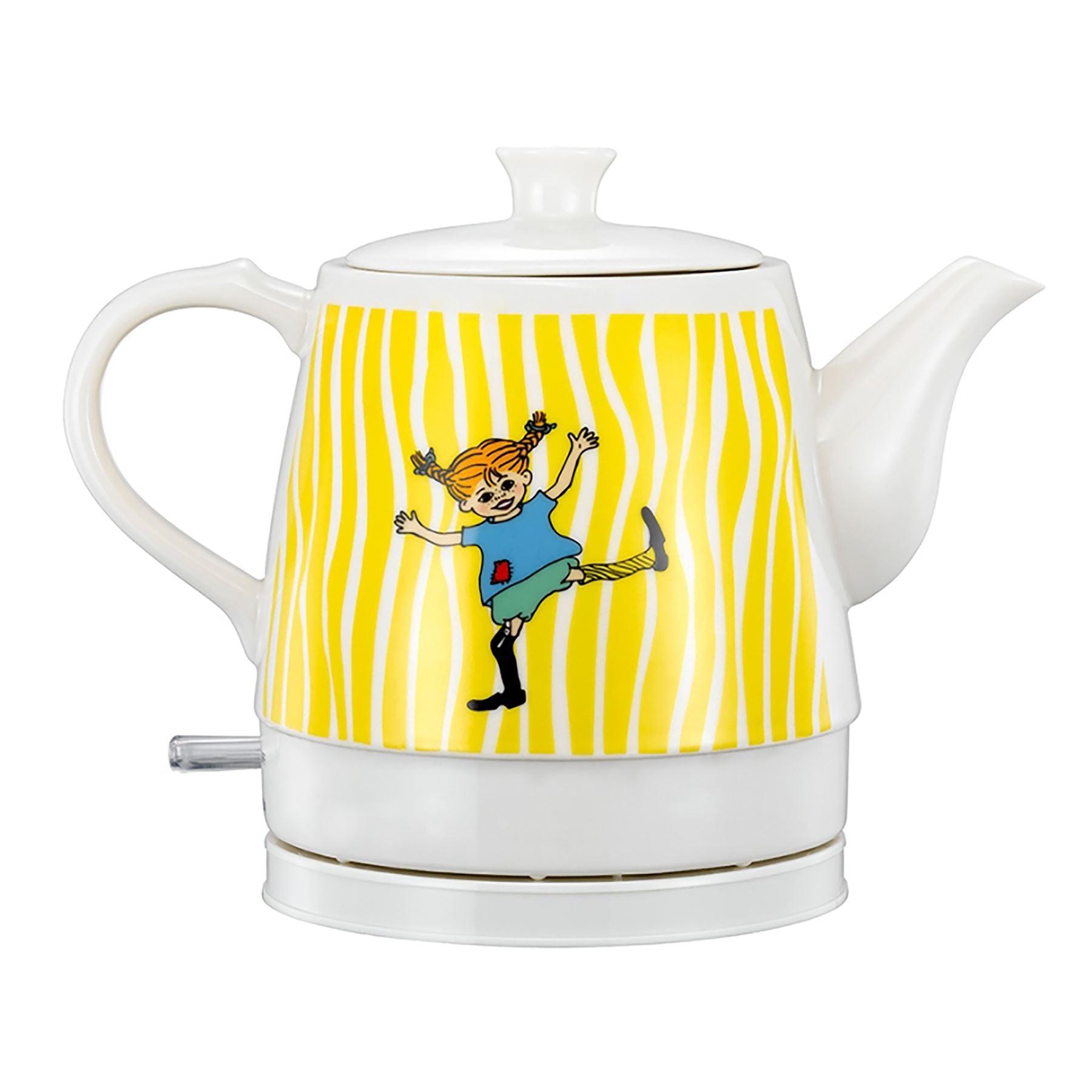 Pippi Longstocking Collectables, Cordless Electric Ceramic Kettle, 0.8L, 1750W, Pippi design - White/Yellow
