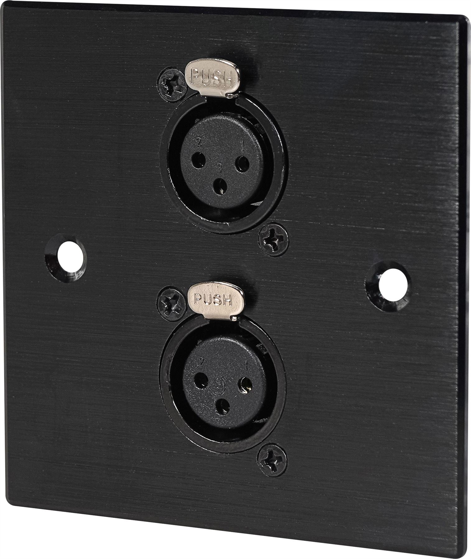 Black Wall Face Plate Electrical AV Slim Series 2 x Female XLR Wall Plate Metal