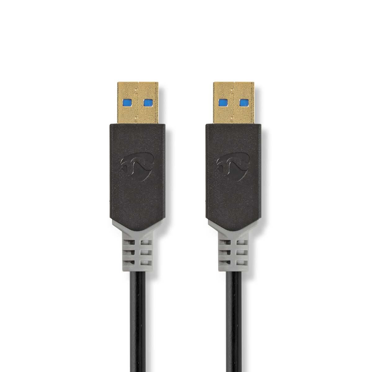 Nedis USB Cable | USB 3.2 Gen 1 | USB-A Male | USB-A Male | 5 Gbps | Gold Plated | 2.00 m | Round | PVC | Anthracite | Box