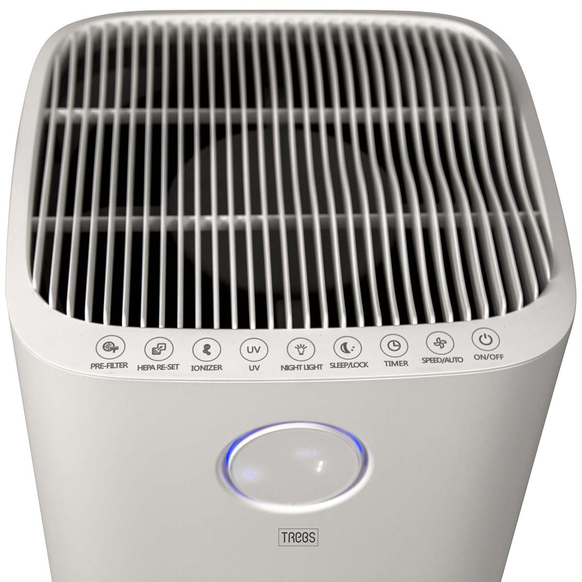 Trebs UV Air Purifier 49100, Whisper Quiet, Suitable for space up to: 90 m² for Clean Air Delivery Rate (CADR): 470 m³/h with HEPA H13 Filter | Air quality indicator | White