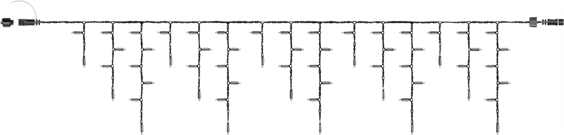 5m Easy-Connect Warm White 120 Icicle Lights Black Rubber With 60/40/20cm Drop