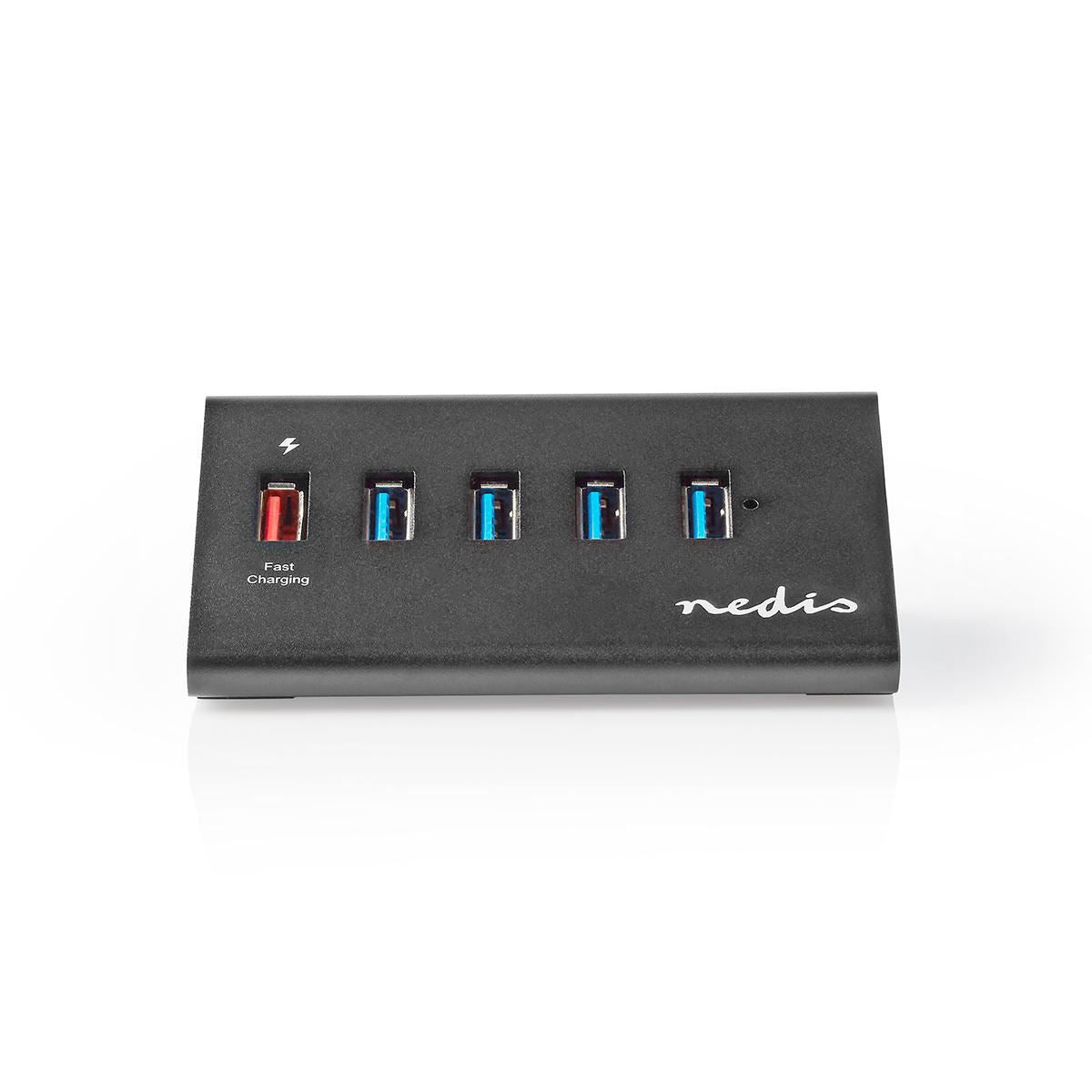 Nedis USB Hub | USB Micro-B Female | USB-A Female | 5 port(s) | QC3.0 / USB 3.2 Gen 1 | Mains Powered / USB Powered | 5 Gbps | 5x USB
