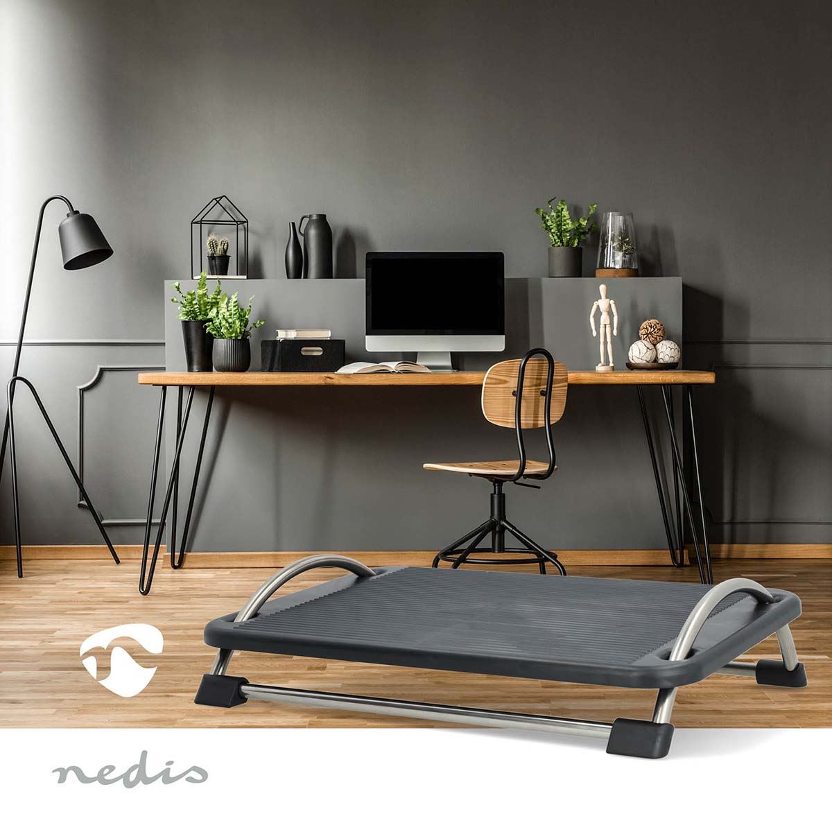 Nedis Feet Rest | Adjustable Angle | Black | Metal / Plastic