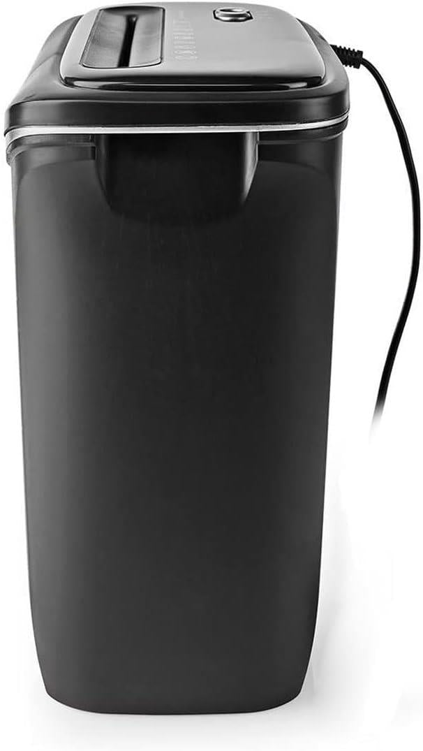 Nedis Paper Shredder, Cross Cut, DIN P-4 Security, 12L Capacity, Keep Your Desk Organised and Securely Dispose of Letters, Files, Invoices and Bank Cards , Black