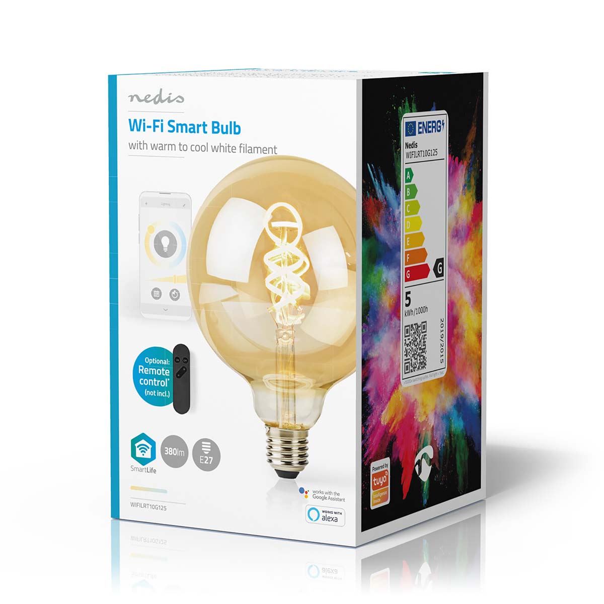 Nedis SmartLife LED Filament Bulb | E27 | 360 lm | 4.9 W | Warm to Cool White | 1800 - 6500 K | Glass | Android™ / IOS | Globe | 1 pcs