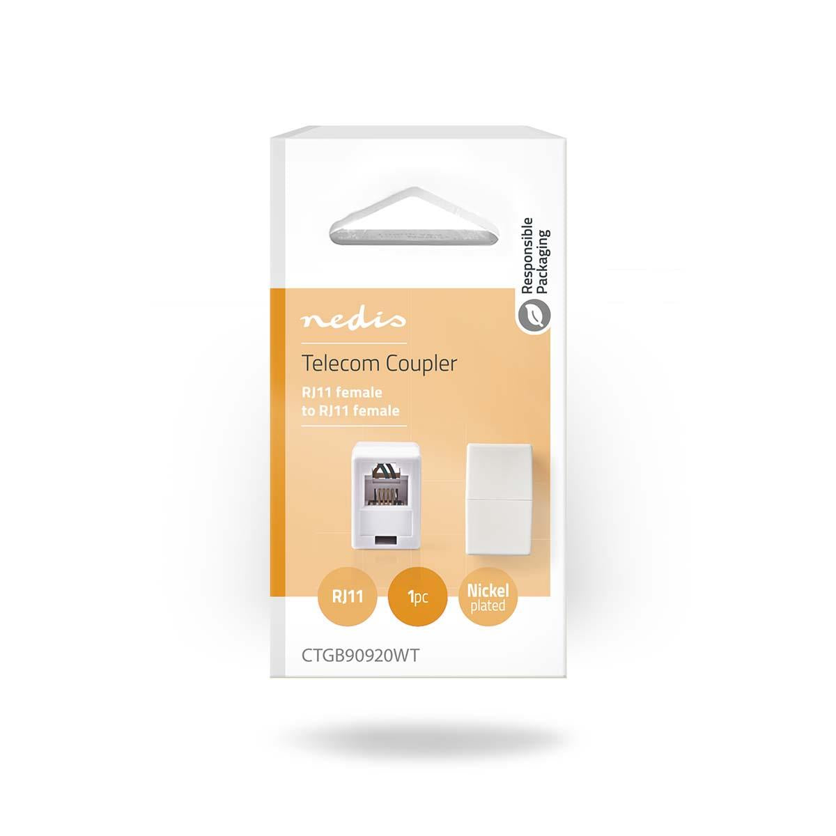 Nedis Network Coupler | RJ11 | Unshielded | RJ11 Female | RJ11 Female | Straight | ABS | Box