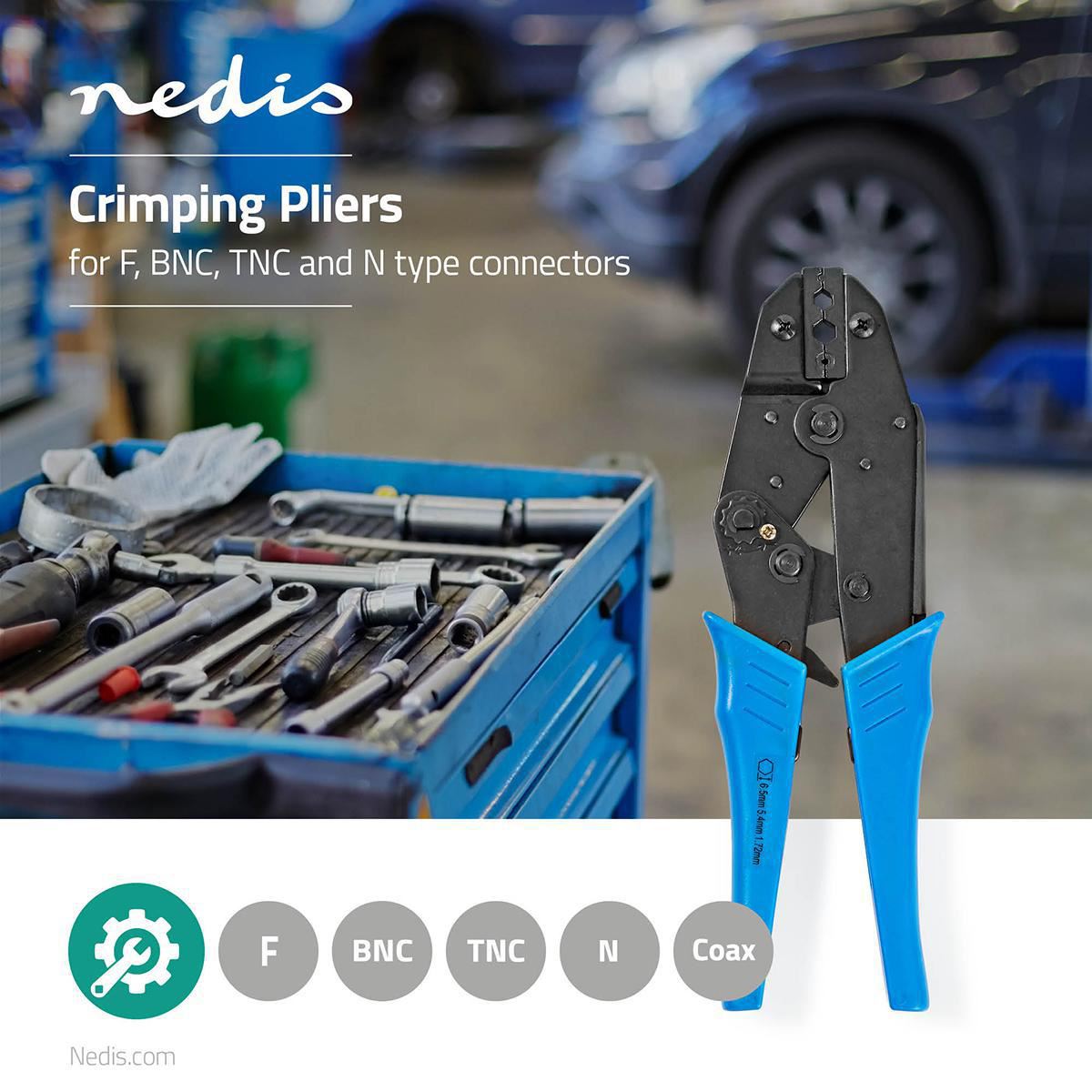 Nedis Crimp pliers | BNC / F / RG58 / RG59 | Plier | Metal / PVC | Black / Blue