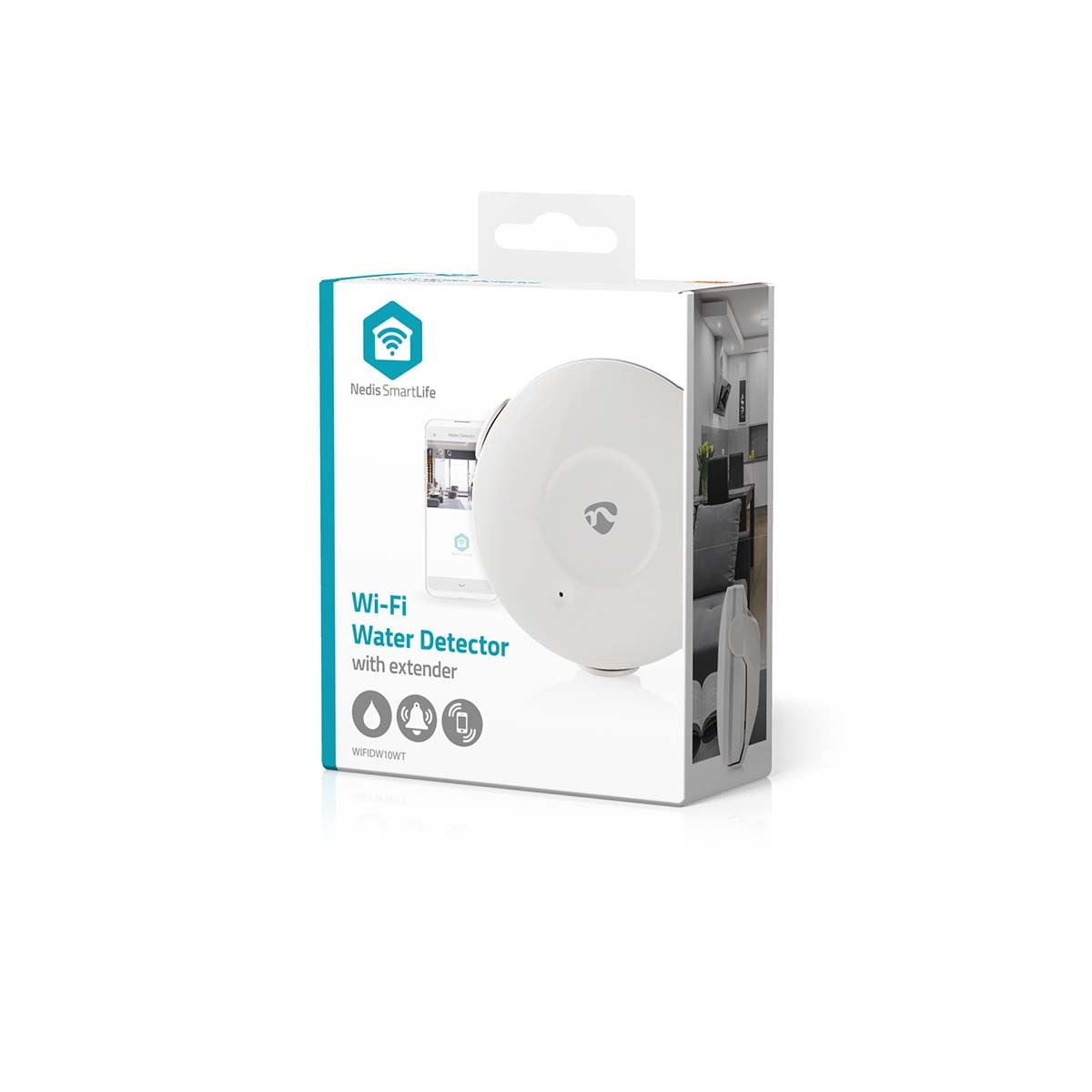 Nedis SmartLife Wi-Fi Water Sensor, Flood and Leak Detector    Alarm and App Notification Alerts [Alexa or Google Home]