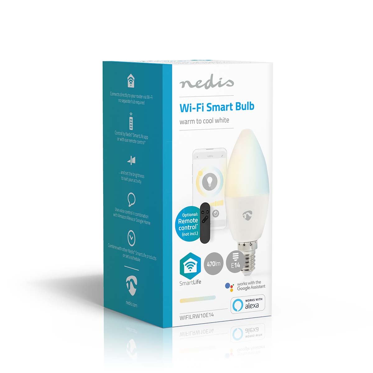 Nedis SmartLife LED Bulb | Wi-Fi | E14 | 470 lm | 4.9 W | Warm to Cool White | 2700 - 6500 K | Android™ / IOS | Candle | 1 pcs