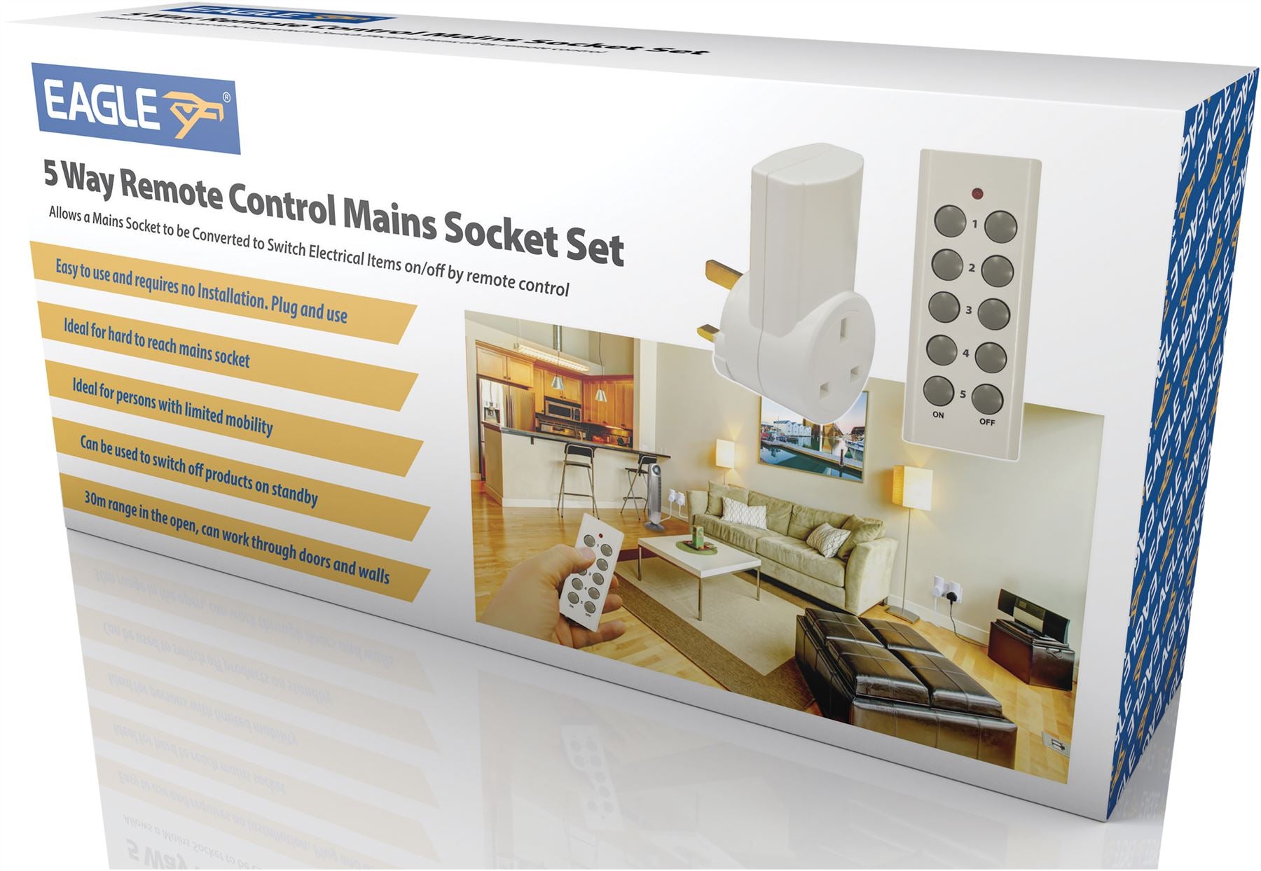 5 Pack - Remote Control Mains Plug Socket Adaptor Set