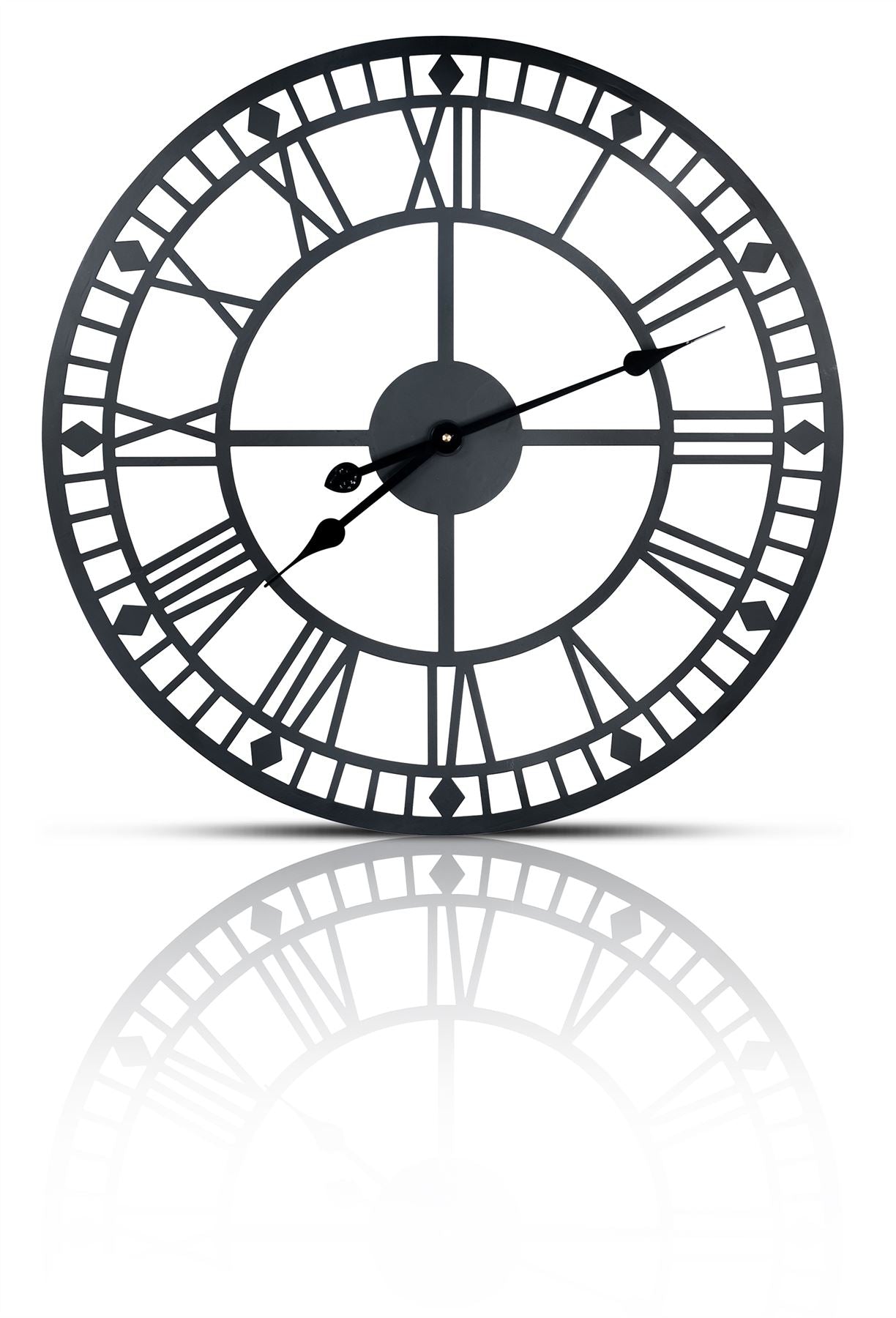 60cm 24" Large Stunning Outdoor Indoor Garden Decorative Clock Silent Running Black