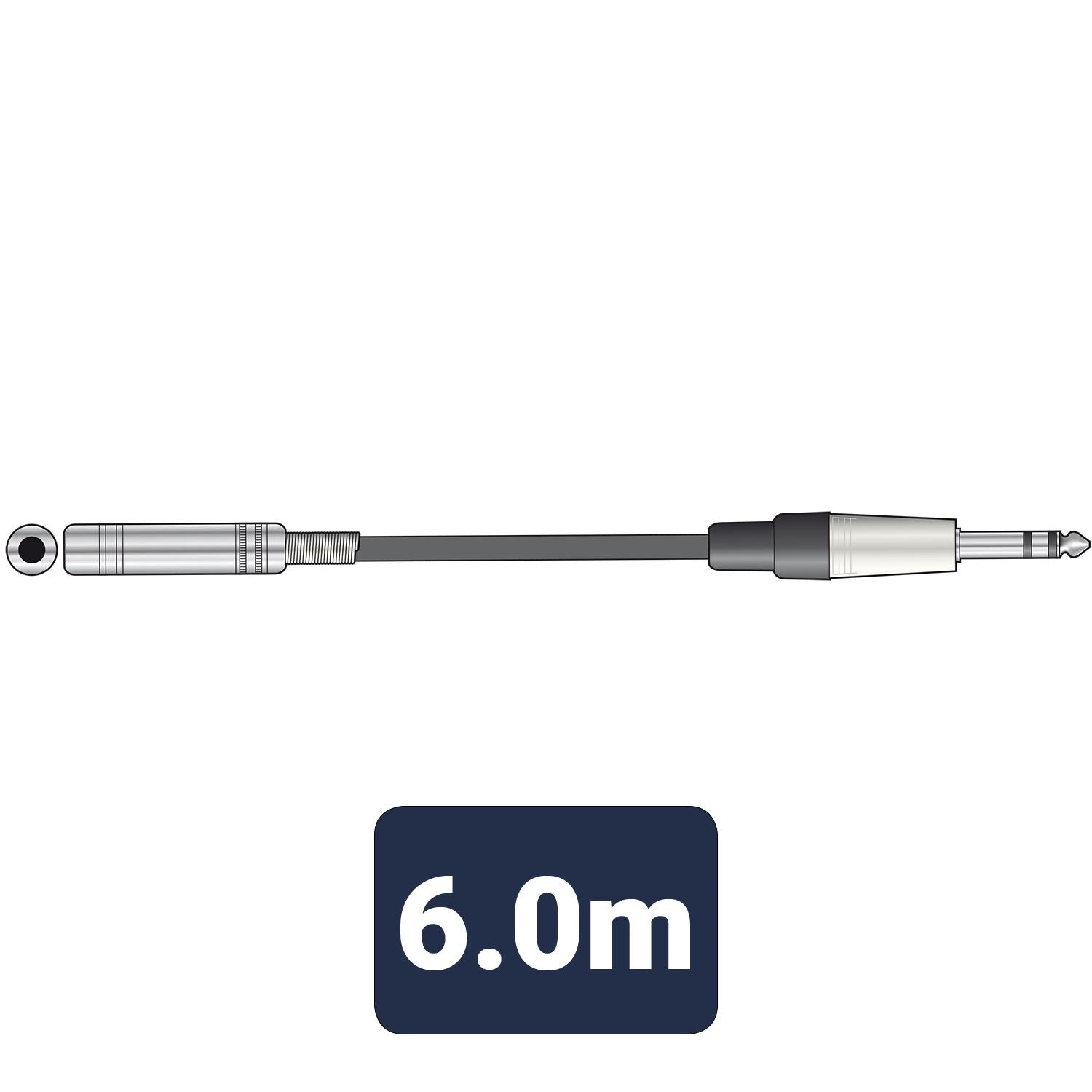 Citronic 6m Classic Audio Leads 6.3mm TRS Jack Plug - 6.3mm TRS Jack Socket