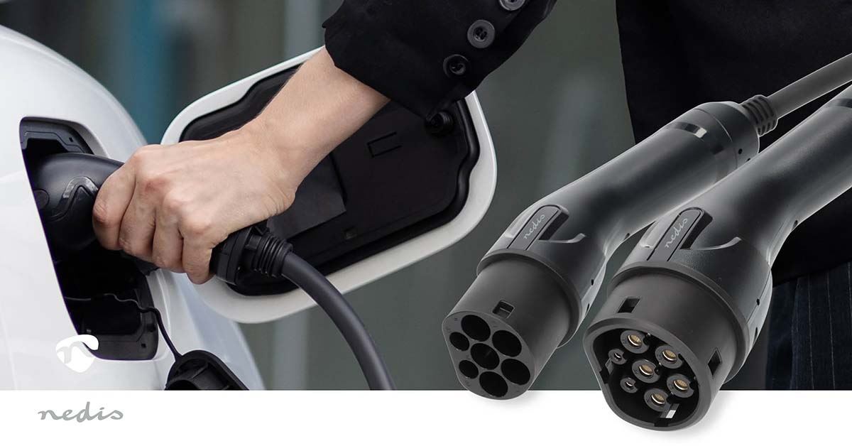 Nedis Electric Vehicle Cable | Cable Type 2 | 32 A | 22000 W | 3-Phases | 5.00 m | Black