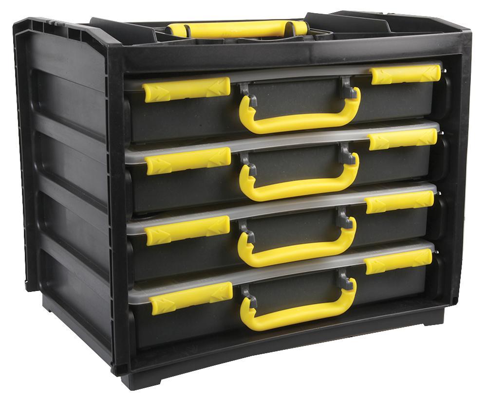 Duratool D01933 Assortment Case Set of 4 - 13 Section Compartment Organiser Case Box Storage Screw Nail Nut Bolt