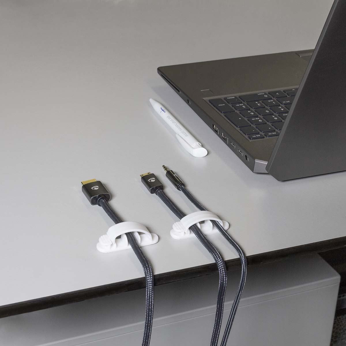 Nedis Cable Management | Cable Clip | Locked | 3 pcs | Number of slots: 3 Slots | Maximum cable thickness: 7.5 mm | Polypropylene | White