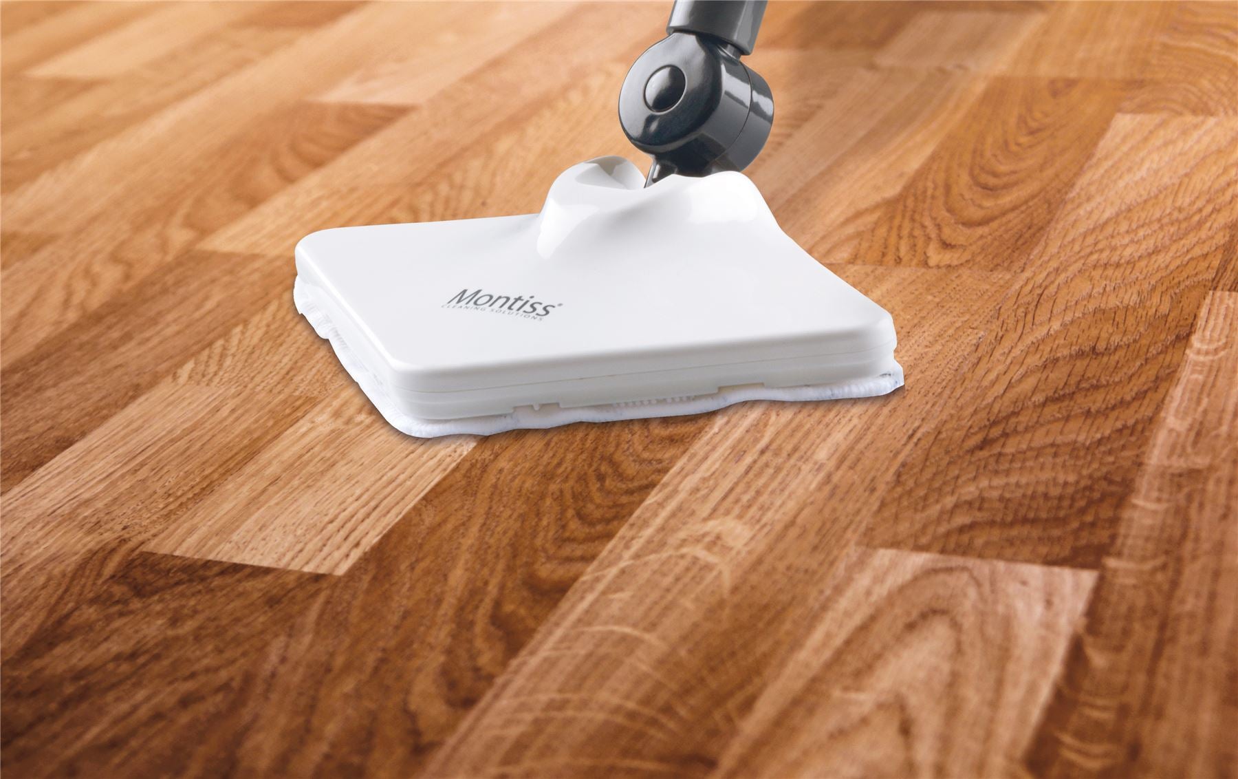 MONTISS Rotating Steam Mop for Floors, Washable Microfiber Pads, 360ml Tank, Lightweight Mop with Quick Cleaning Hardwood, Tile, Laminate, Marble, Vinyl