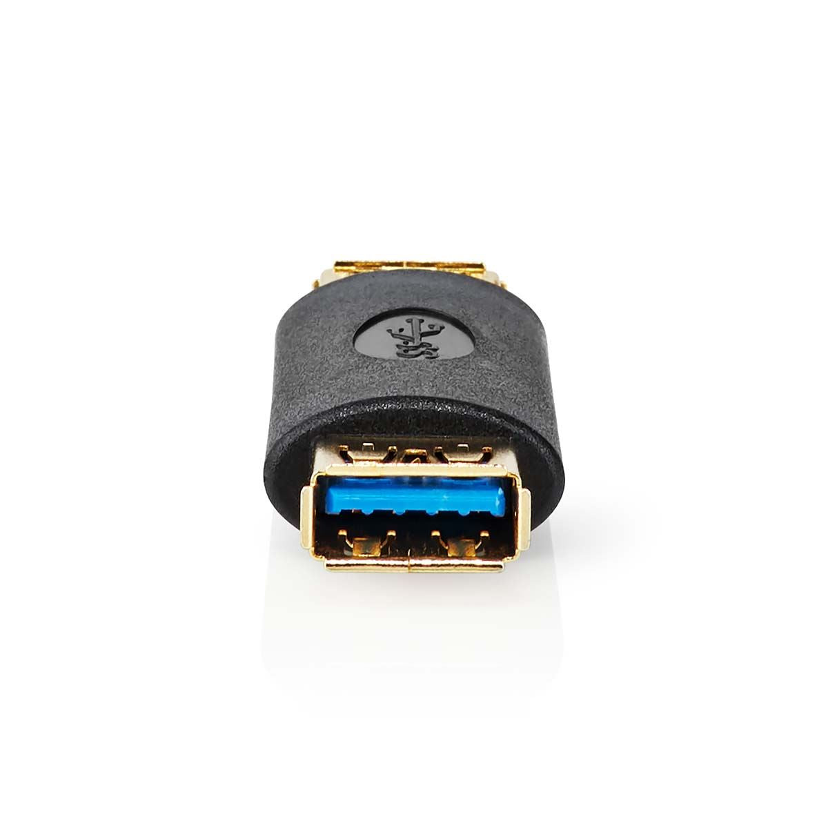 Nedis USB-A Adapter | USB 3.2 Gen 1 | USB-A Female | USB-A Female | 5 Gbps | Round | Gold Plated | Anthracite | Box