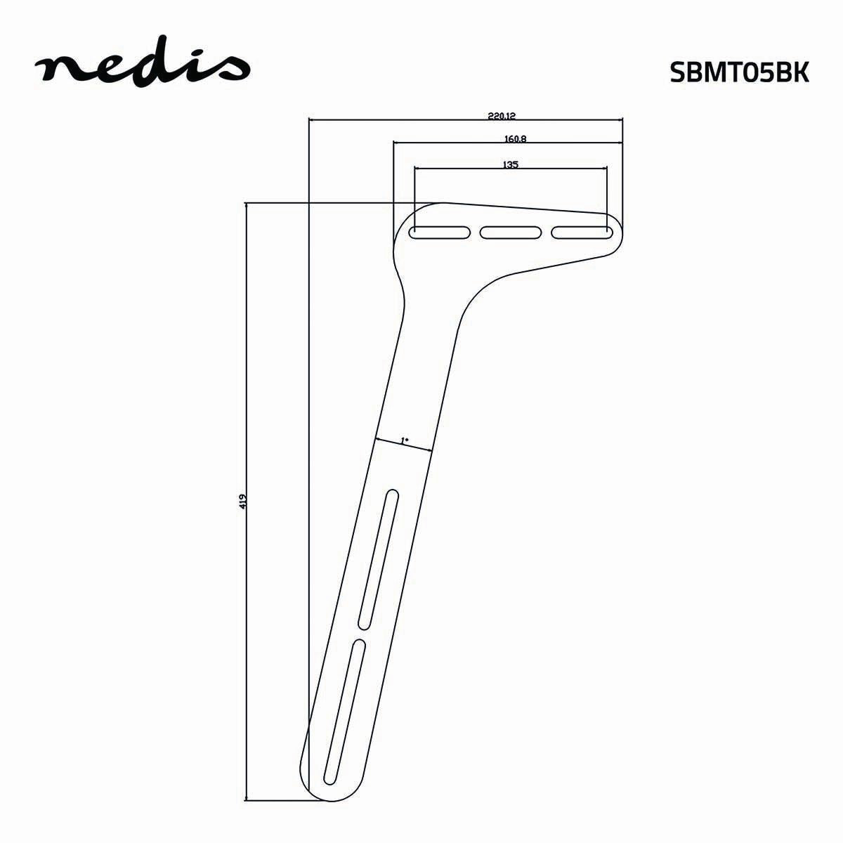 Nedis Soundbar Mount | Compatible with: Universal | Attached to the TV | 15 kg | Fixed | Steel | Black