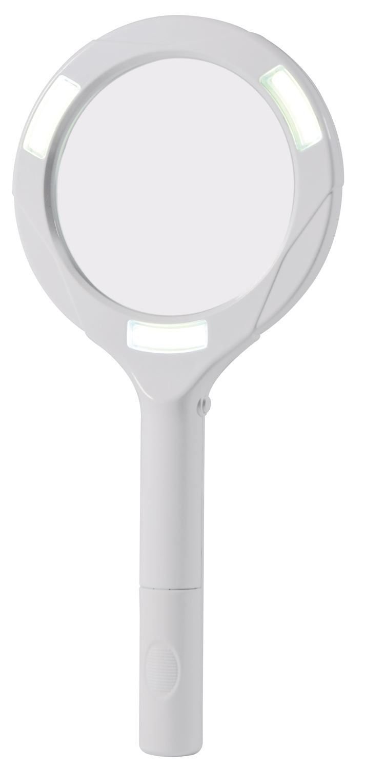 Mercury Strong Handheld Magnifying Glass a Light Up Magnifying Lens with an Impressive 3 x Magnification & 3 x LED Lights, Batteries are required for LED Light, White