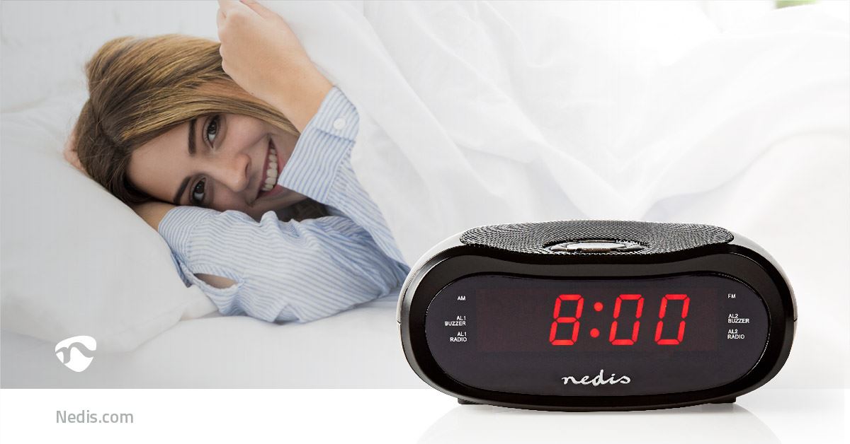 Nedis Digital Alarm Clock Radio | LED | AM / FM | Snooze function | Sleep timer | 2 Alarms | Black